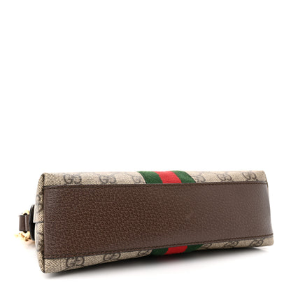 Gucci GG Supreme Monogram Textured Dollar Calfskin Web Small Ophidia Dome Shoulder Bag Beige Ebony New Acero 4 of 13