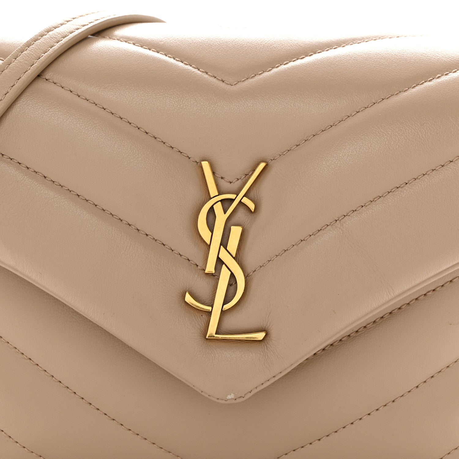 Saint Laurent Calfskin Y Quilted Monogram Toy Loulou Crossbody Bag Dark Beige 8 of 11