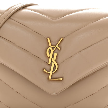 Saint Laurent Calfskin Y Quilted Monogram Toy Loulou Crossbody Bag Dark Beige 8 of 11