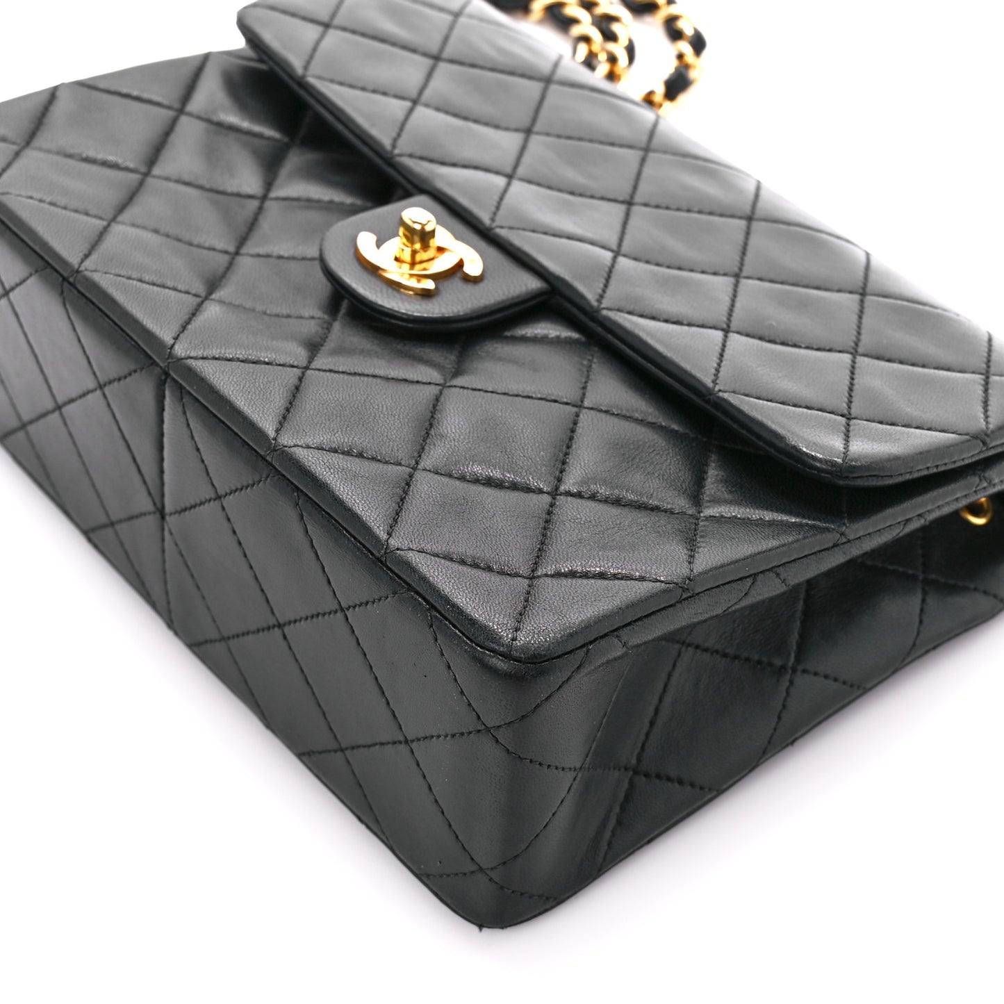 Lambskin Quilted Mini Square Flap Bag Black