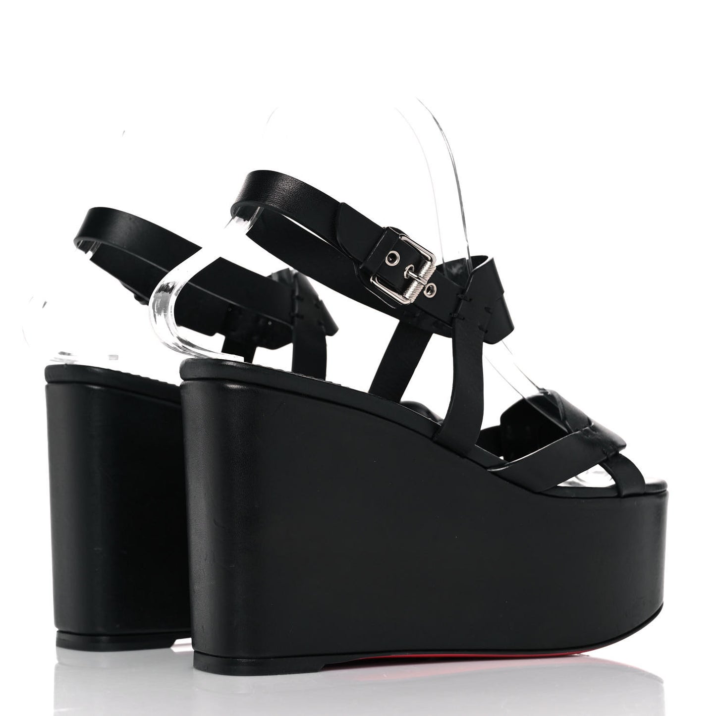 Calfskin Cavaleppa Wedge Sandals 36 Black