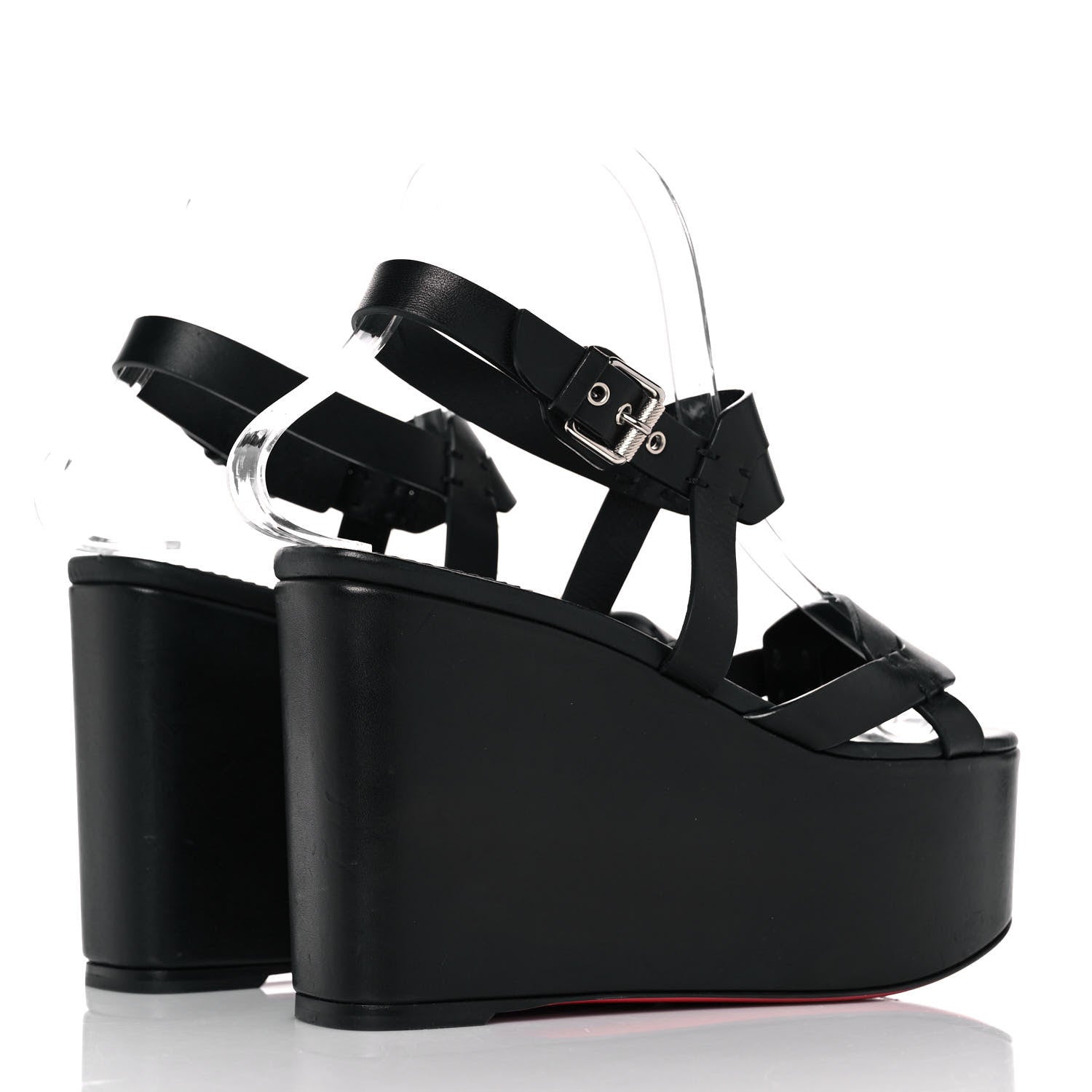 Christian Louboutin Calfskin Cavaleppa Wedge Sandals 36 Black 4 of 7
