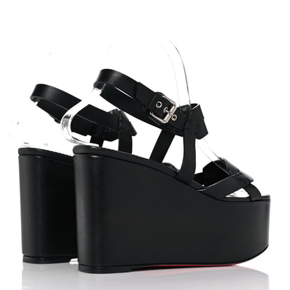 Christian Louboutin Calfskin Cavaleppa Wedge Sandals 36 Black 4 of 7