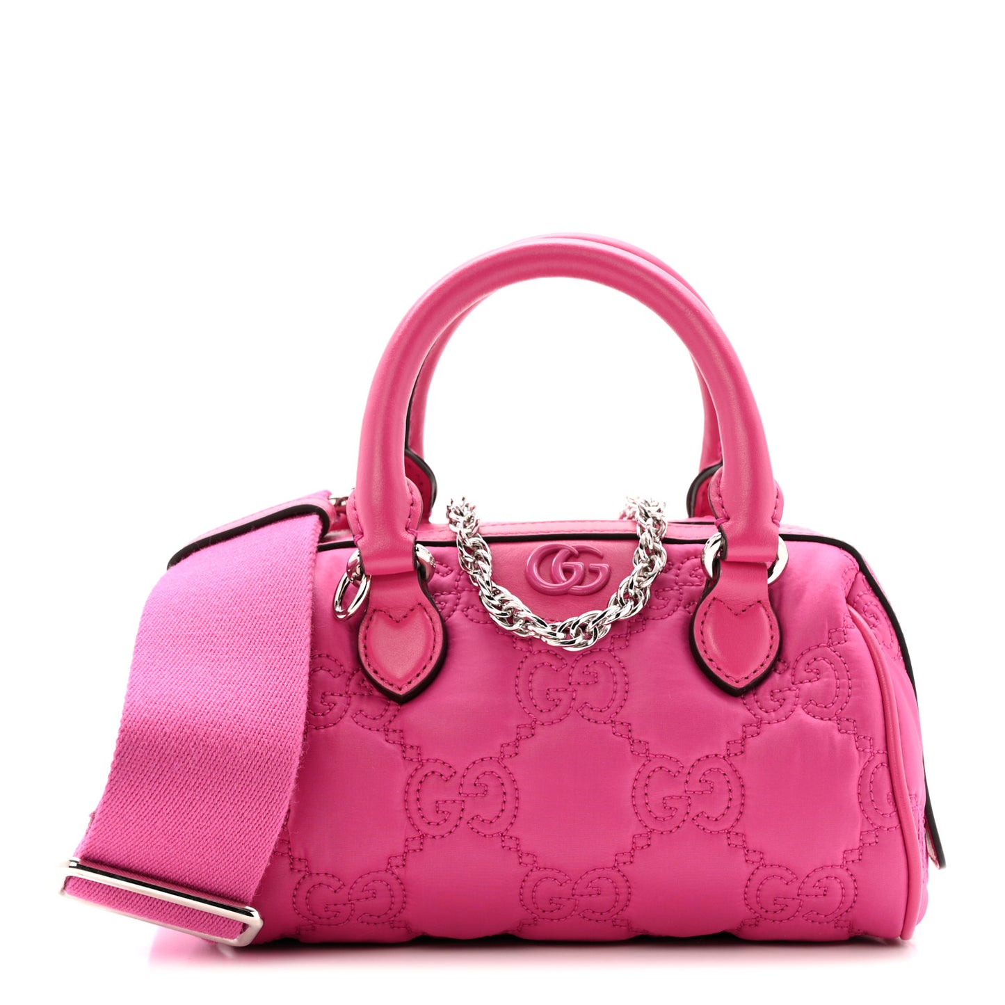 Nylon Calfskin Enamel GG Matelasse Mini Bowler Bag Lovely