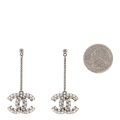 Chanel Baguette Crystal CC Drop Earrings Silver 2 of 5