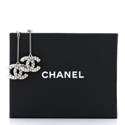 Chanel Baguette Crystal CC Drop Earrings Silver 4 of 4