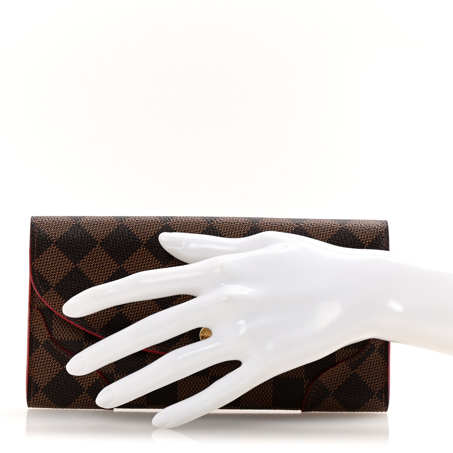 Louis Vuitton Damier Ebene Caissa Wallet Cherry 2 of 9
