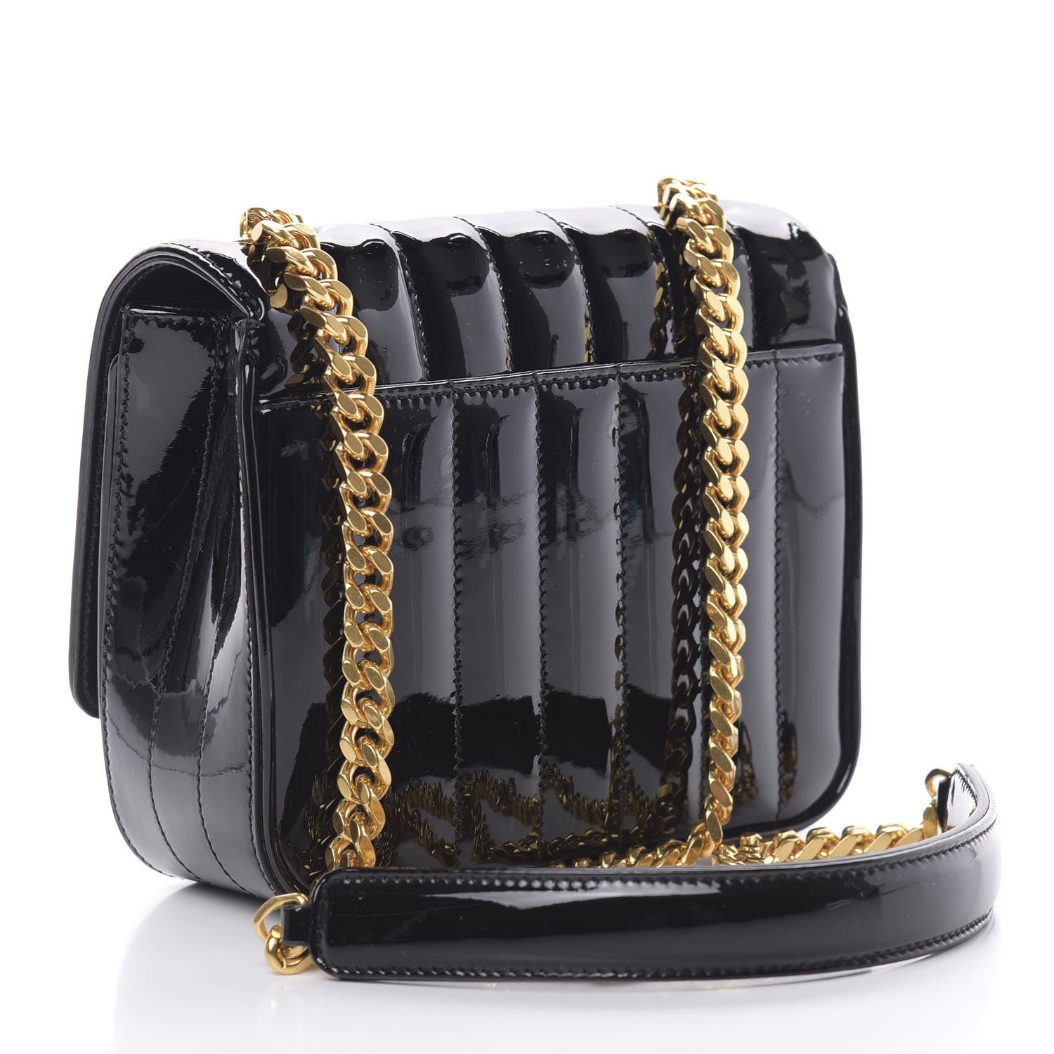 Saint Laurent Patent Calfskin Matelasse Monogram Small Vicky Chain Bag Black 3 of 11