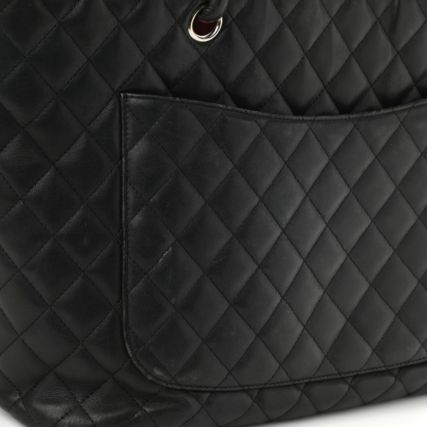 Calfskin Quilted Large Cambon Tote Black White
