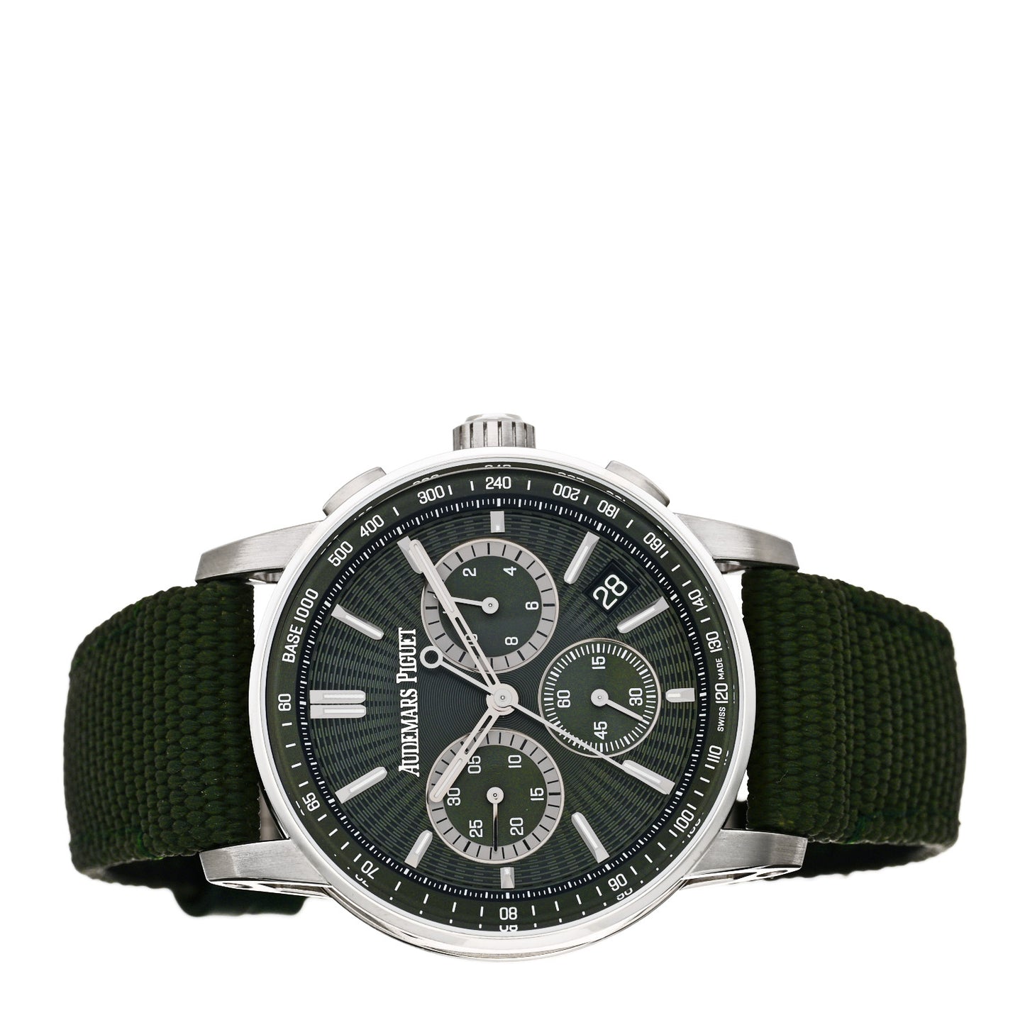 Stainless Steel Fabric 41mm Code 11.59 Automatic Watch Green 26393ST.OO.A056KB.01