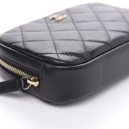 Chanel Lambskin Quilted Small Curvy Pouch Cosmetic Case Black 8 of 9
