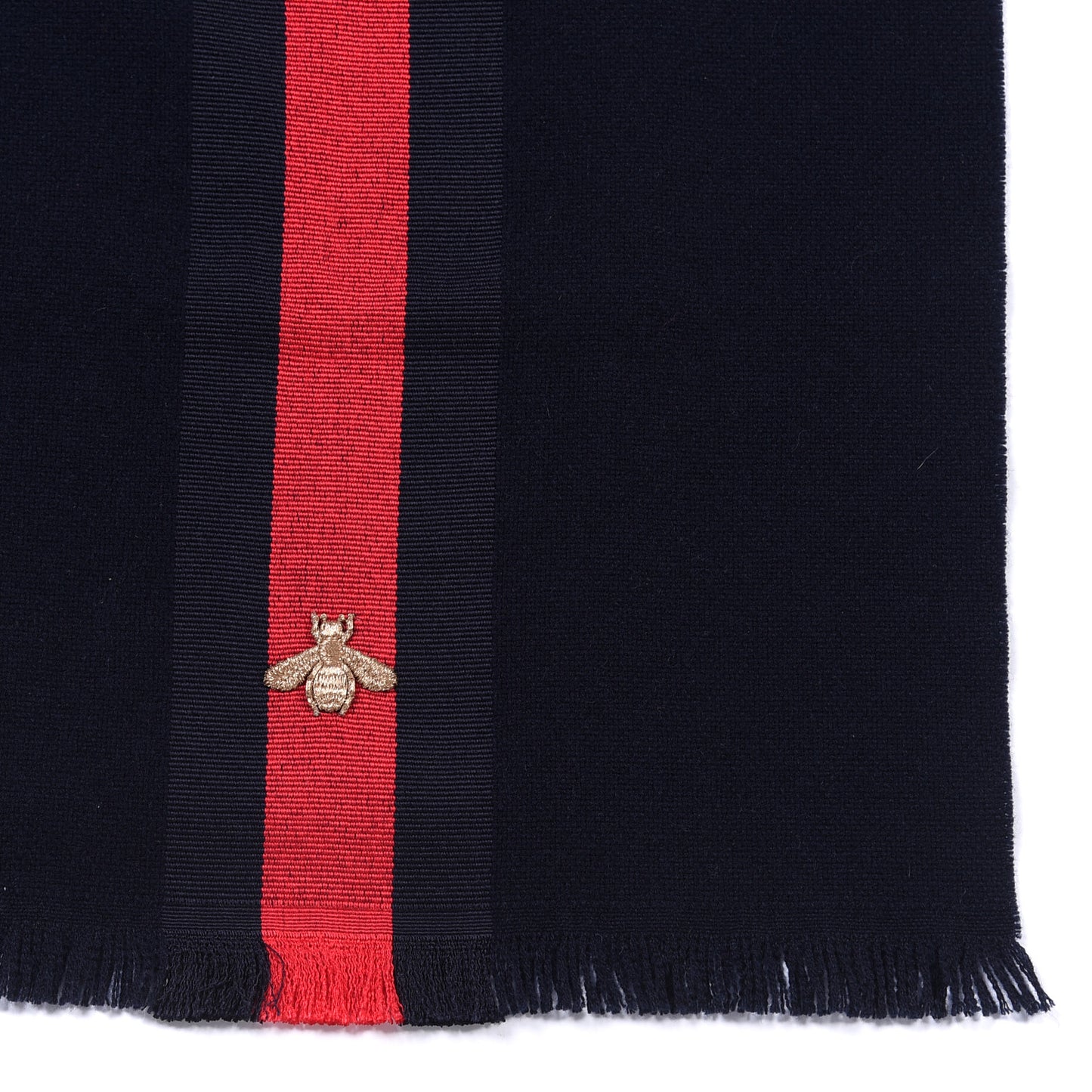 Wool Cashmere Silk Web Bee Scarf Navy