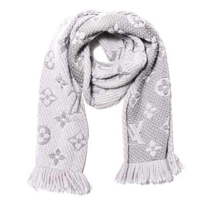 Louis Vuitton Wool Silk Logomania Scarf Pearl Grey 1 of 3