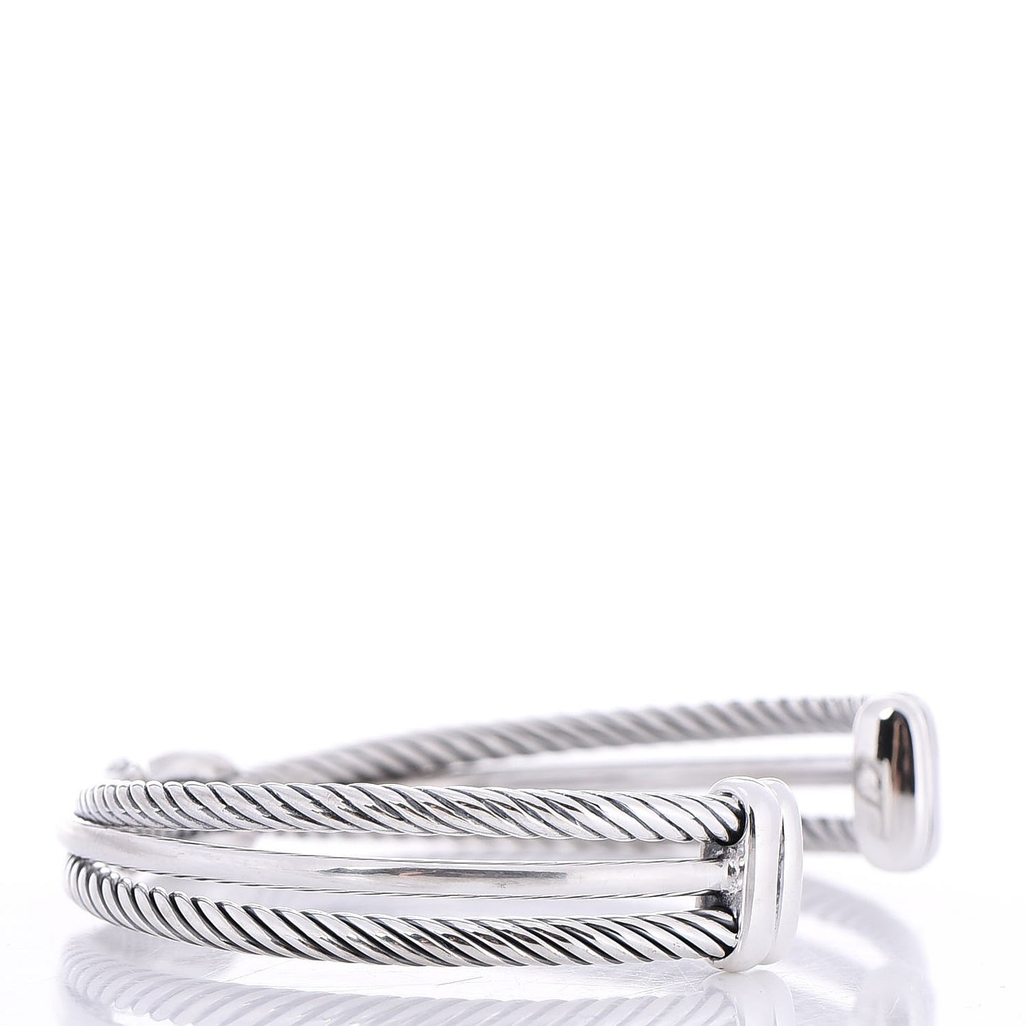 Sterling Silver Diamond 7mm X Crossover Cuff