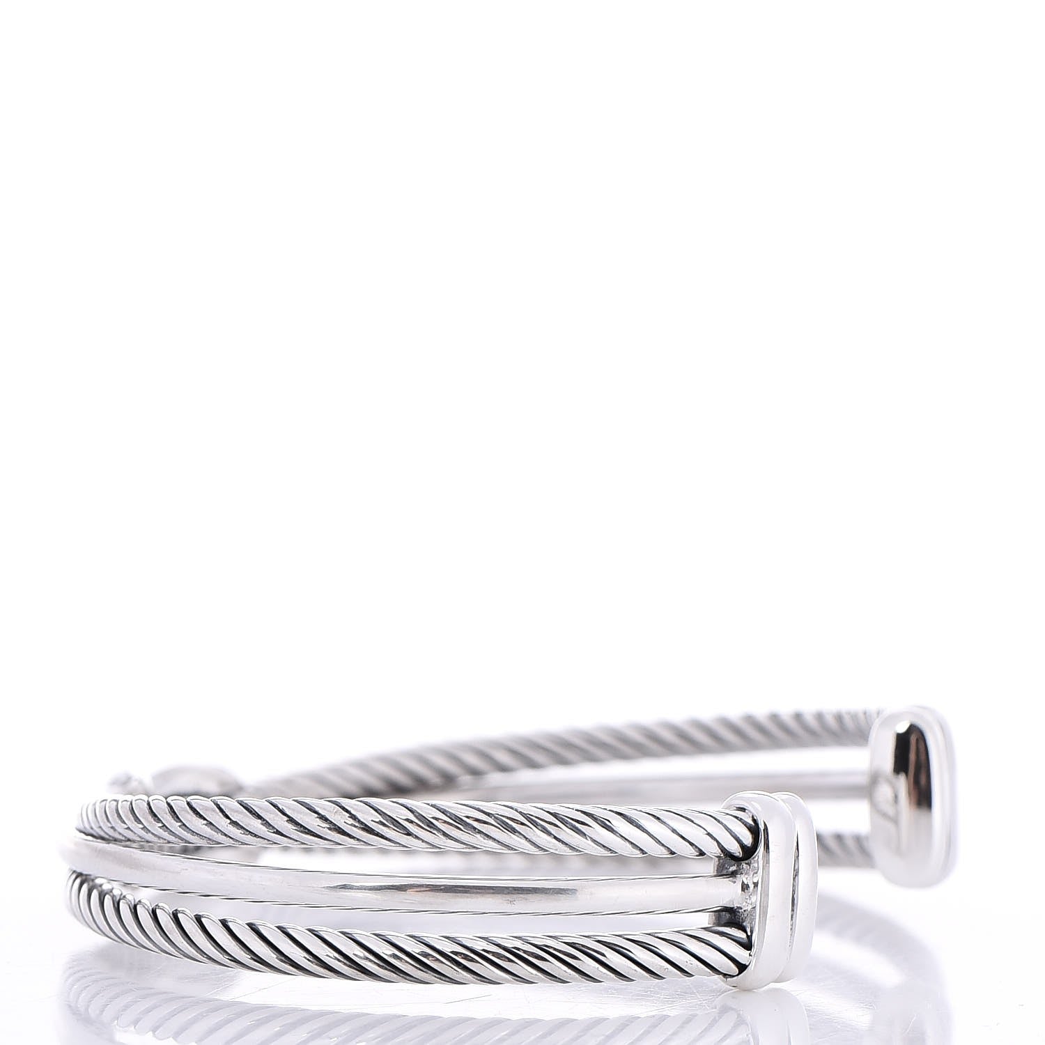 David Yurman Sterling Silver Diamond 7mm X Crossover Cuff 3 of 5