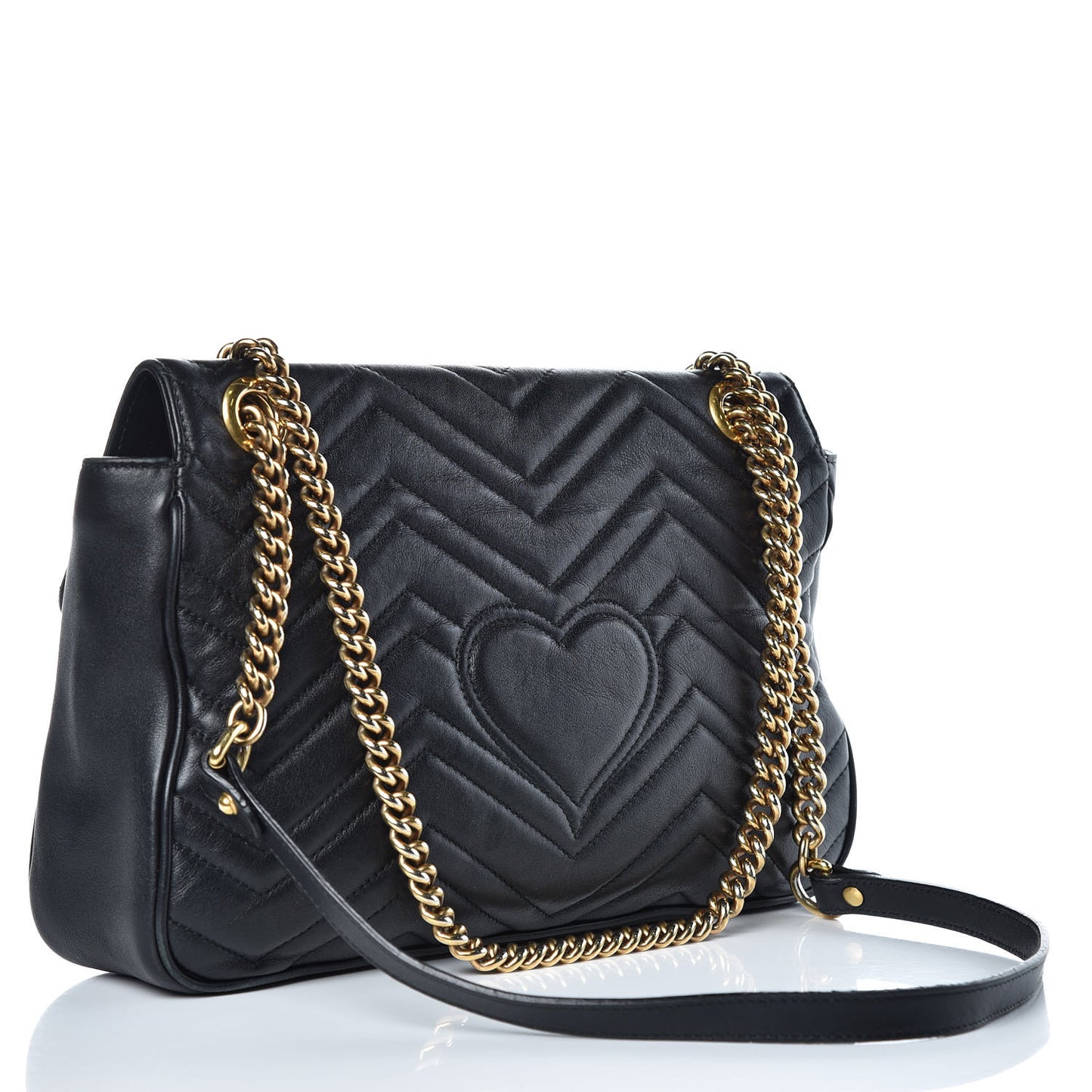 Calfskin Matelasse Medium GG Marmont Shoulder Bag Black