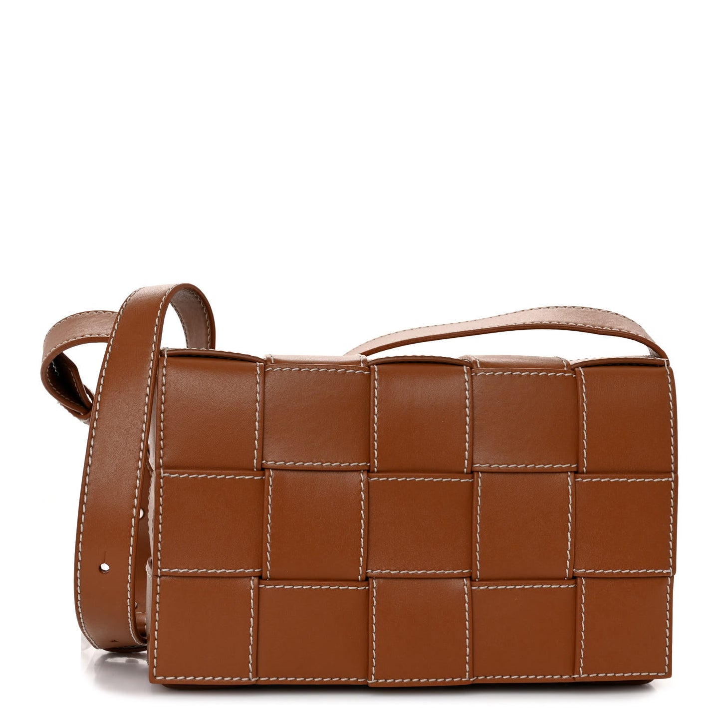 Lambskin Maxi Intrecciato Edge Stitch Cassette Crossbody Bag Wood