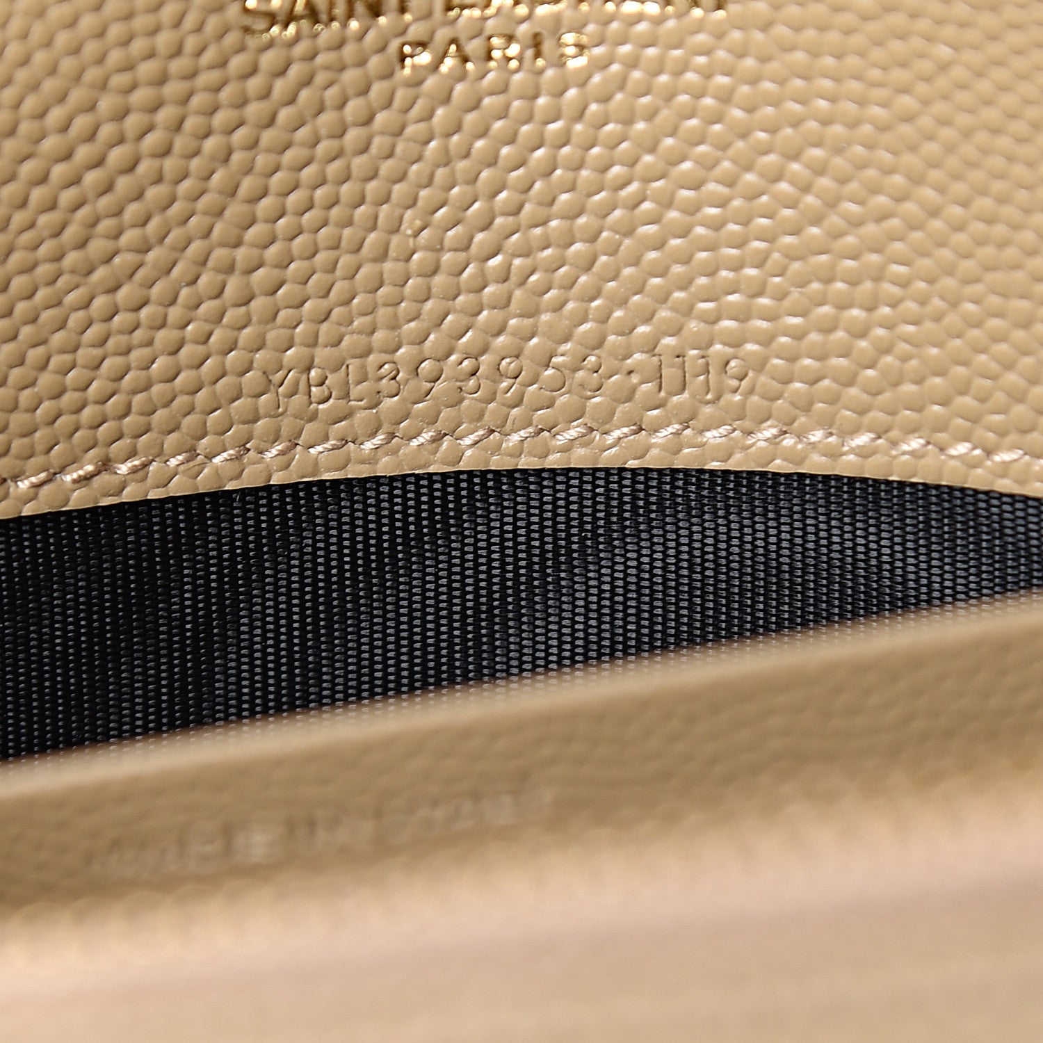 Saint Laurent Grain De Poudre Matelasse Chevron Monogram Envelope Chain Wallet Taupe 6 of 10