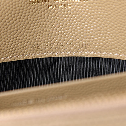 Saint Laurent Grain De Poudre Matelasse Chevron Monogram Envelope Chain Wallet Taupe 6 of 10