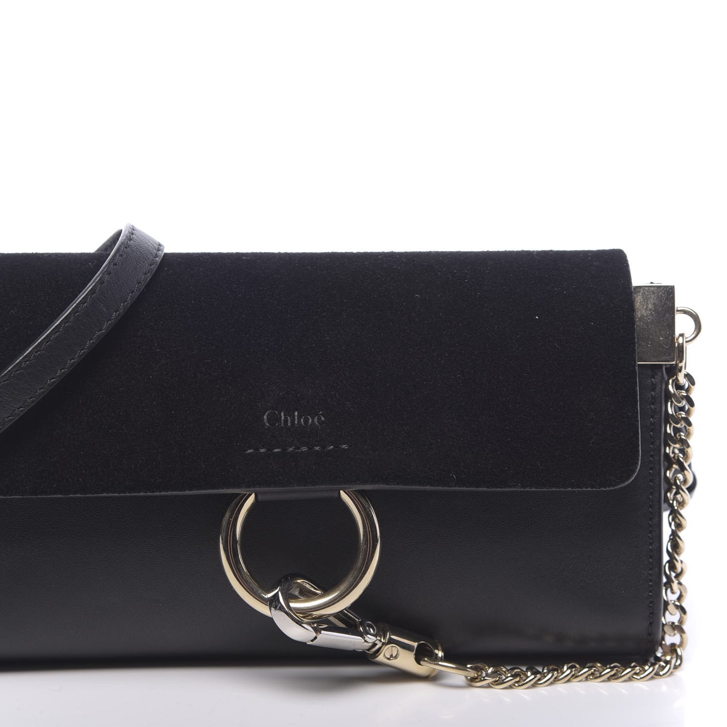 Suede Calfskin Mini Faye Shoulder Bag Black