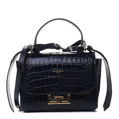 Givenchy Calfskin Crocodile Embossed Eden Mini Top Handle Blue 1 of 4