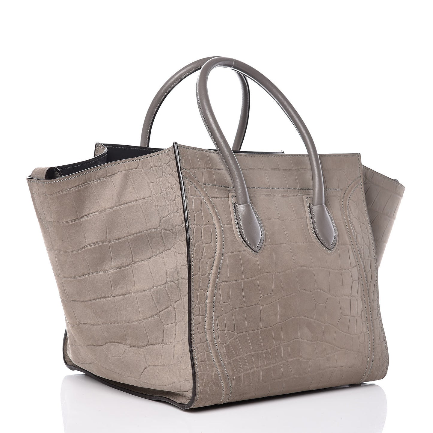 Crocodile Embossed Nubuck Medium Phantom Luggage Grey
