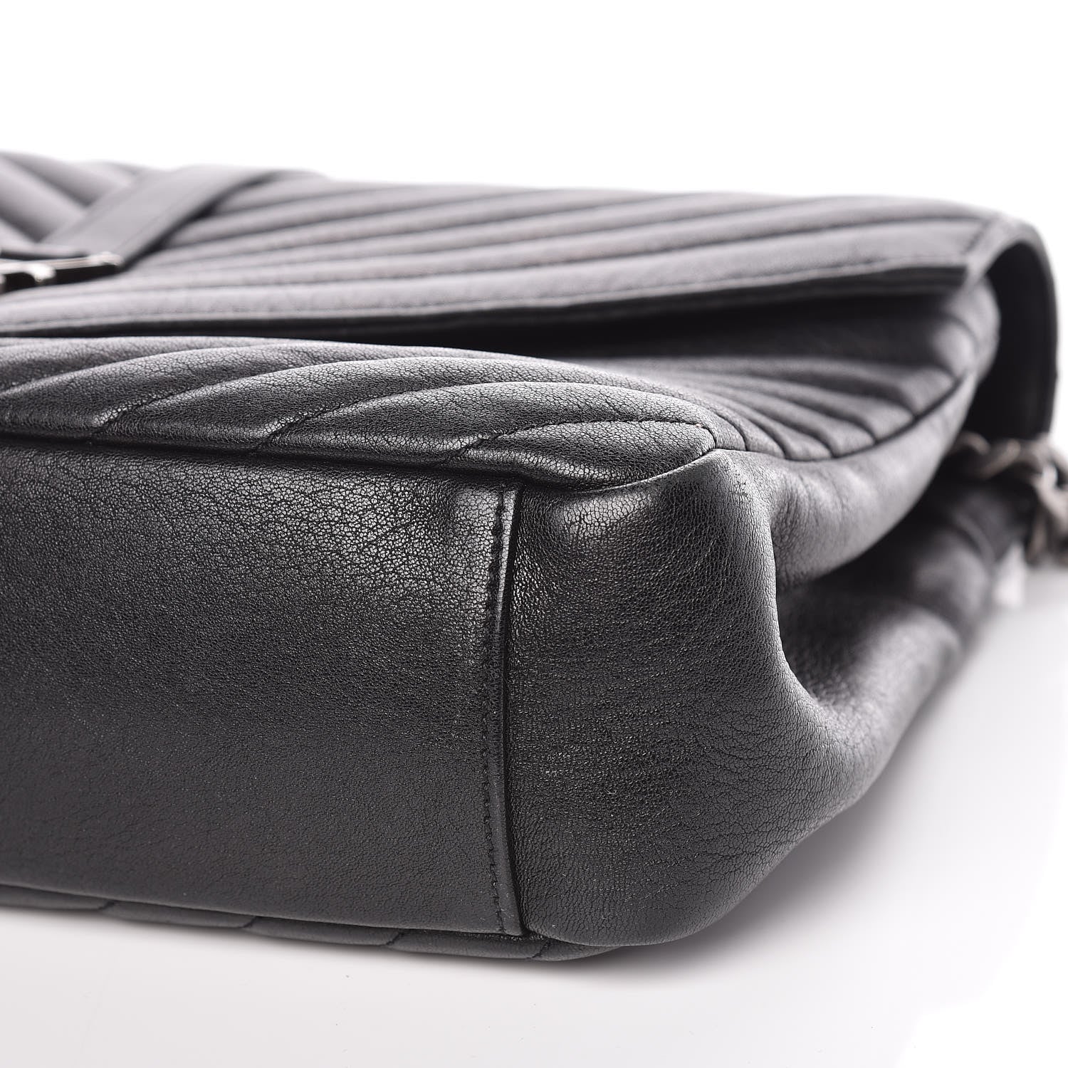 Saint Laurent Sheepskin Matelasse Chevron Monogram Large College Satchel Black 6 of 9