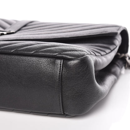 Saint Laurent Sheepskin Matelasse Chevron Monogram Large College Satchel Black 6 of 9
