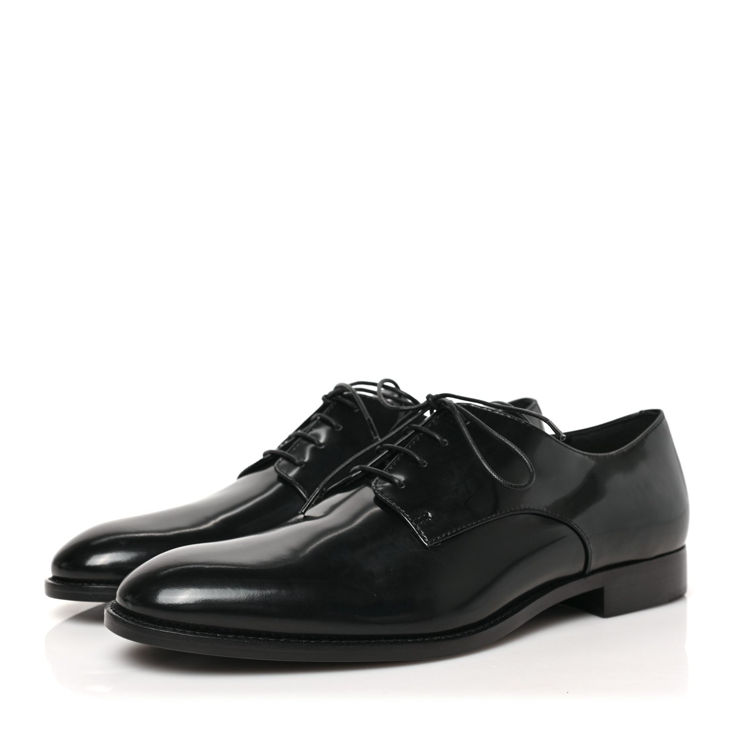 Shiny Calfskin Womens Derby Shoe 38 Black