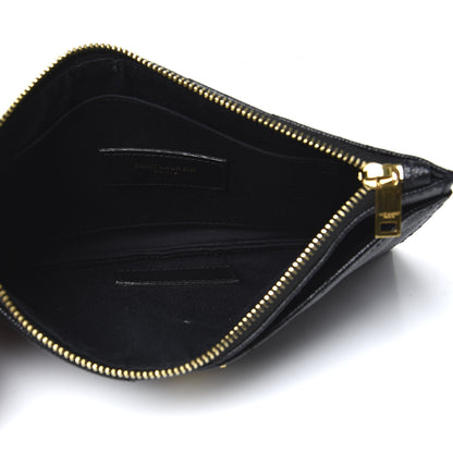 Saint Laurent Grain De Poudre Chevron Monogram Bill Pouch Black 5 of 7