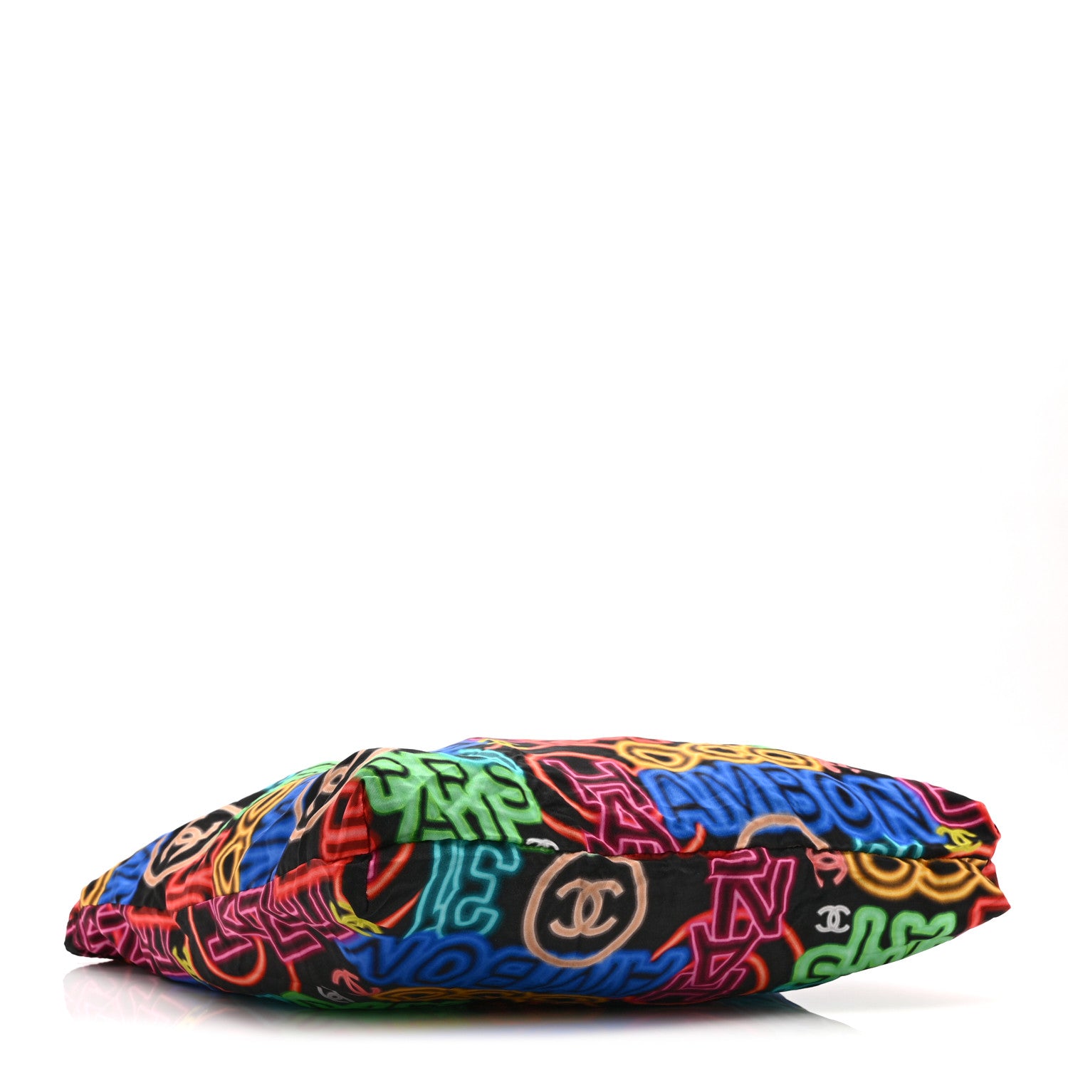 Chanel Caviar Fabric Graffiti Foldable Tote Bag With Chain Black Multicolor 7 of 19