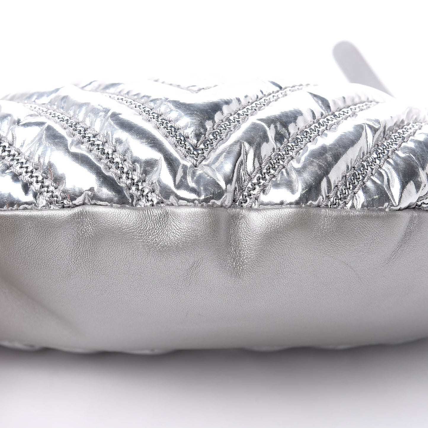 Metallic Lame Quilted Space Suit Waist Bag Silver