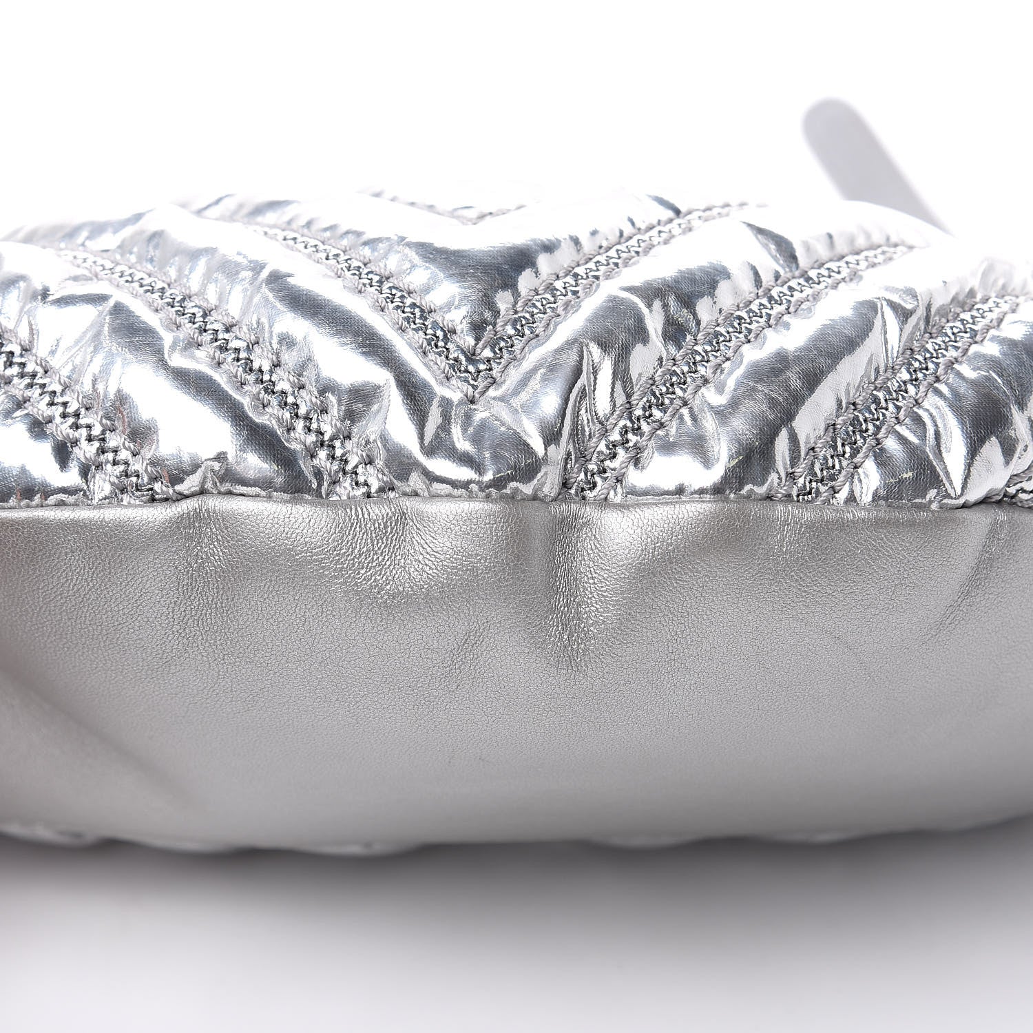 Chanel Metallic Lame Quilted Space Suit Waist Bag Silver 10 of 13