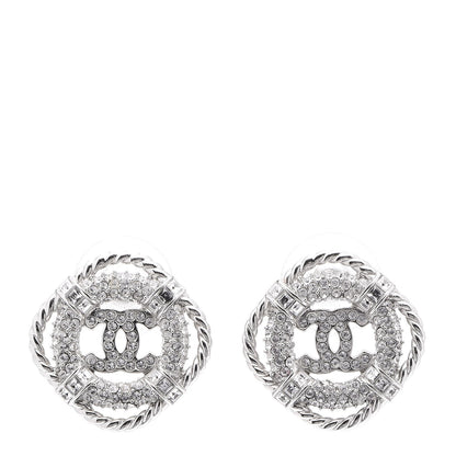Chanel Crystal CC Lifesaver Earrings Silver 1 of 5