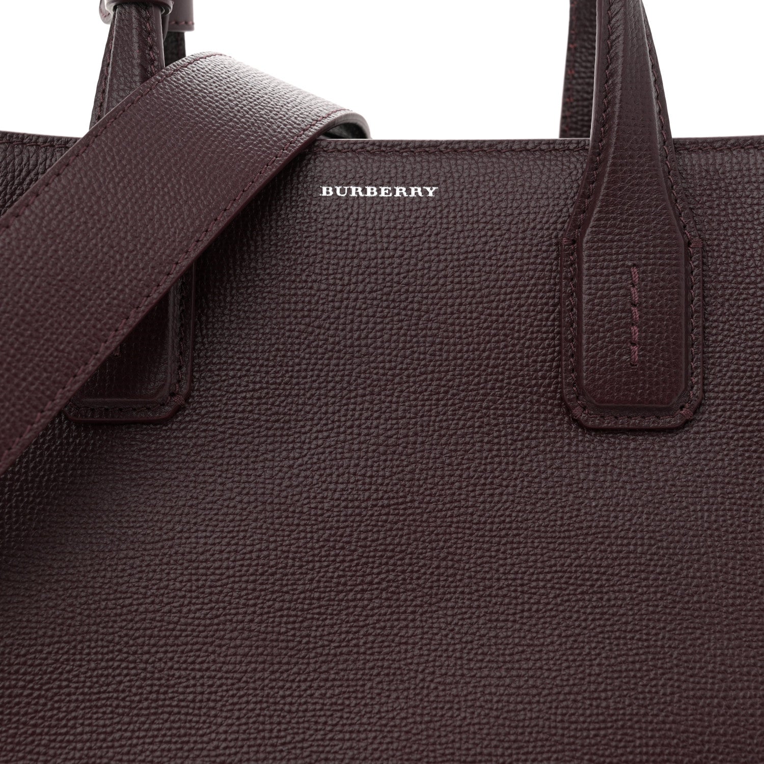 Burberry Grainy Calfskin House Check Medium Banner Tote Mahogany Red 7 of 9