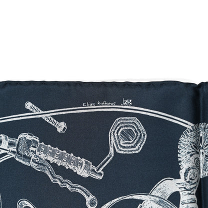 Hermes Silk Double Face Route 24 Scarf 90 Bleu Jean Marine 9 of 9