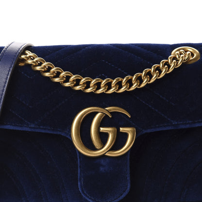 Gucci Velvet Matelasse Mini GG Marmont Shoulder Bag Cobalt Blue 10 of 10