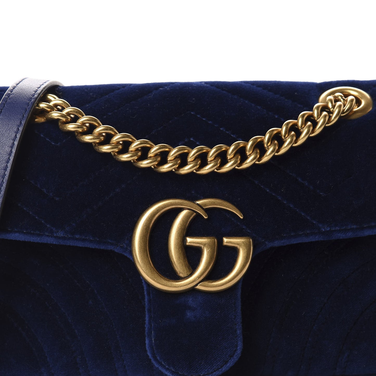 Velvet Matelasse Mini GG Marmont Shoulder Bag Cobalt Blue