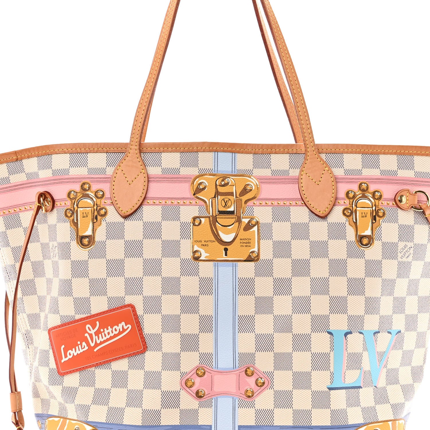 Louis Vuitton Damier Azur Summer Trunks Neo Neverfull MM 8 of 11