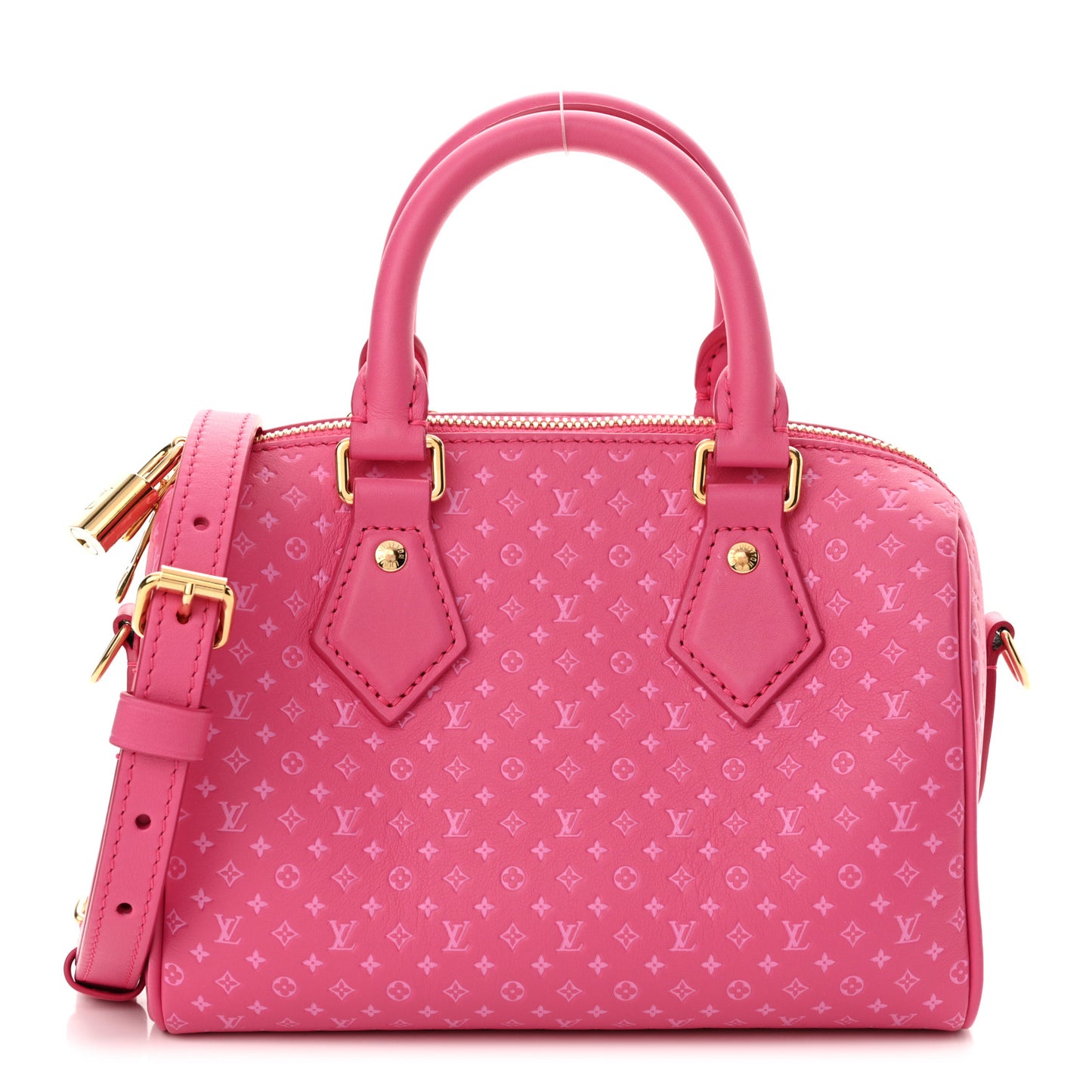 Calfskin Nanogram Embossed Speedy Bandouliere 20 Rose