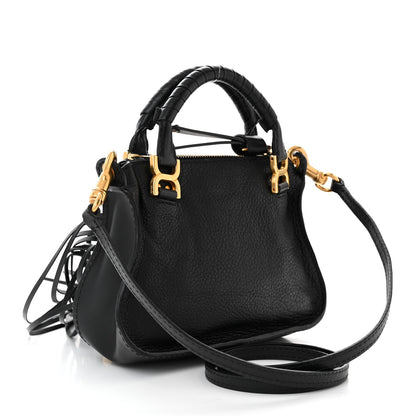 Chloe Shiny Small Grain Calfskin Mini Marcie Multi Fringe Satchel Black 3 of 12