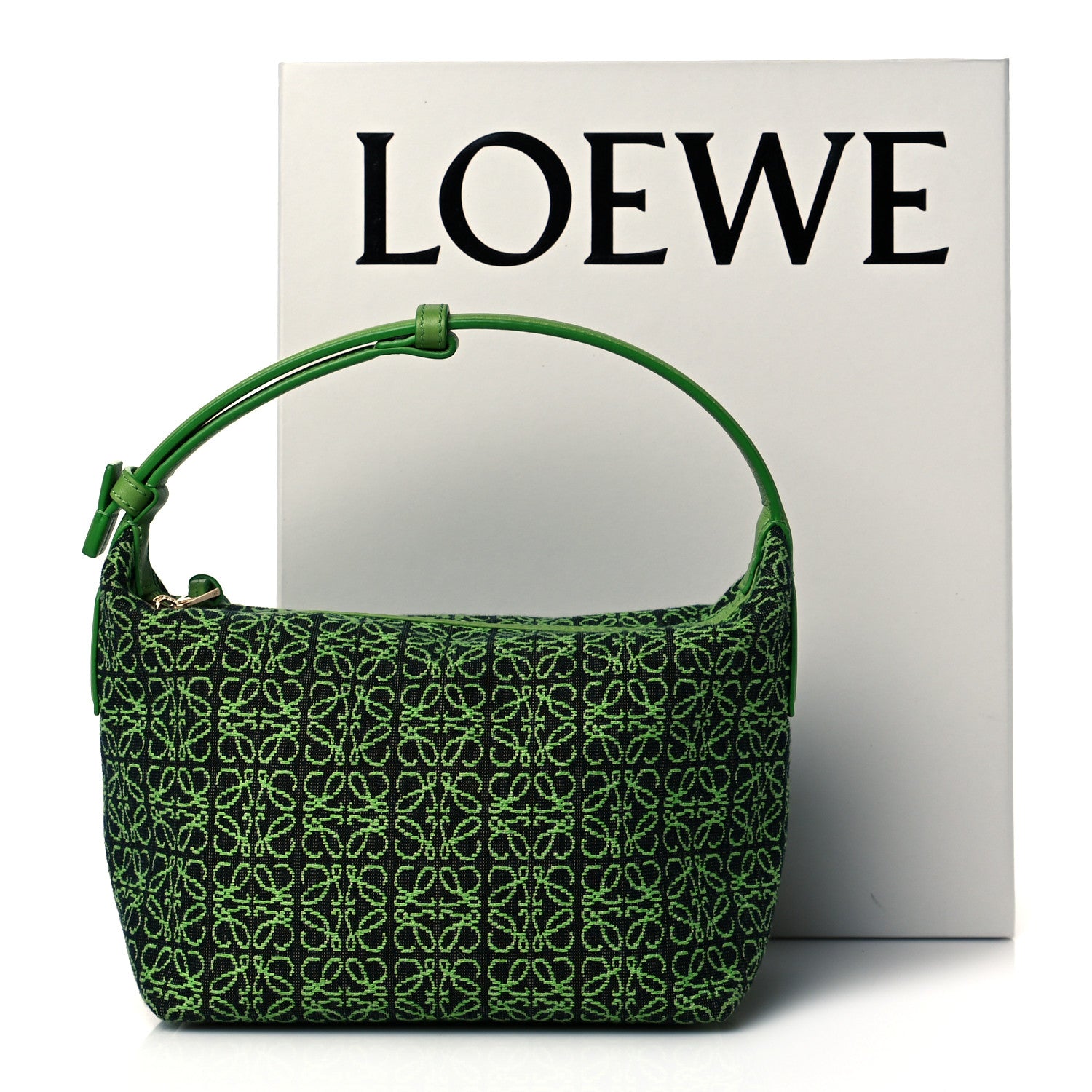 Loewe Jacquard Anagram Calfskin Small Cubi Bag Apple Green 9 of 9