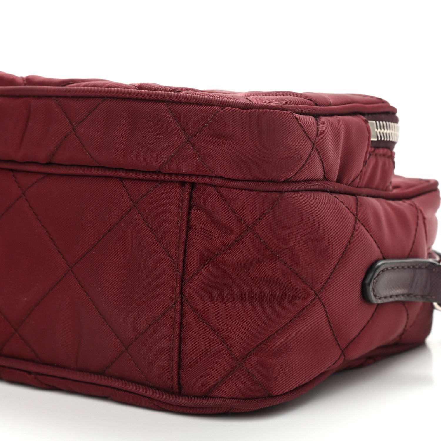 Prada Nylon Tessuto Impuntu Quilted Front Pocket Crossbody Bag Granato 6 of 9