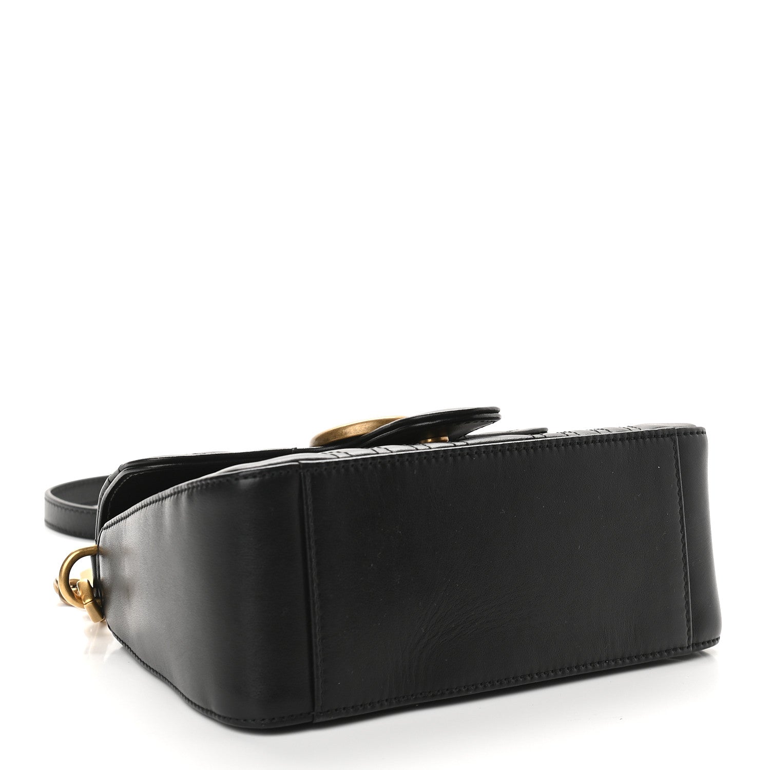 Gucci Calfskin Matelasse Mini GG Marmont Top Handle Shoulder Bag Black 4 of 9