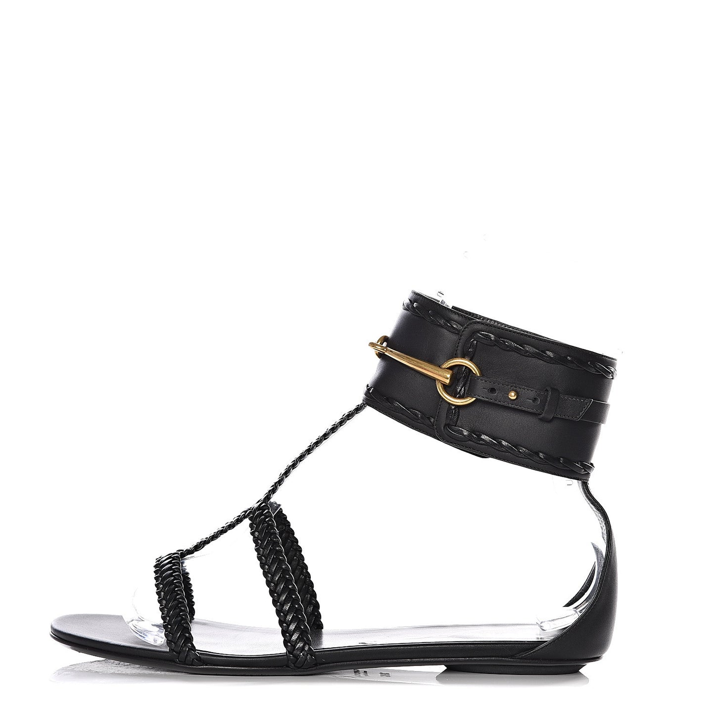 Calfskin Malaga Kid Sandals 39.5 Black