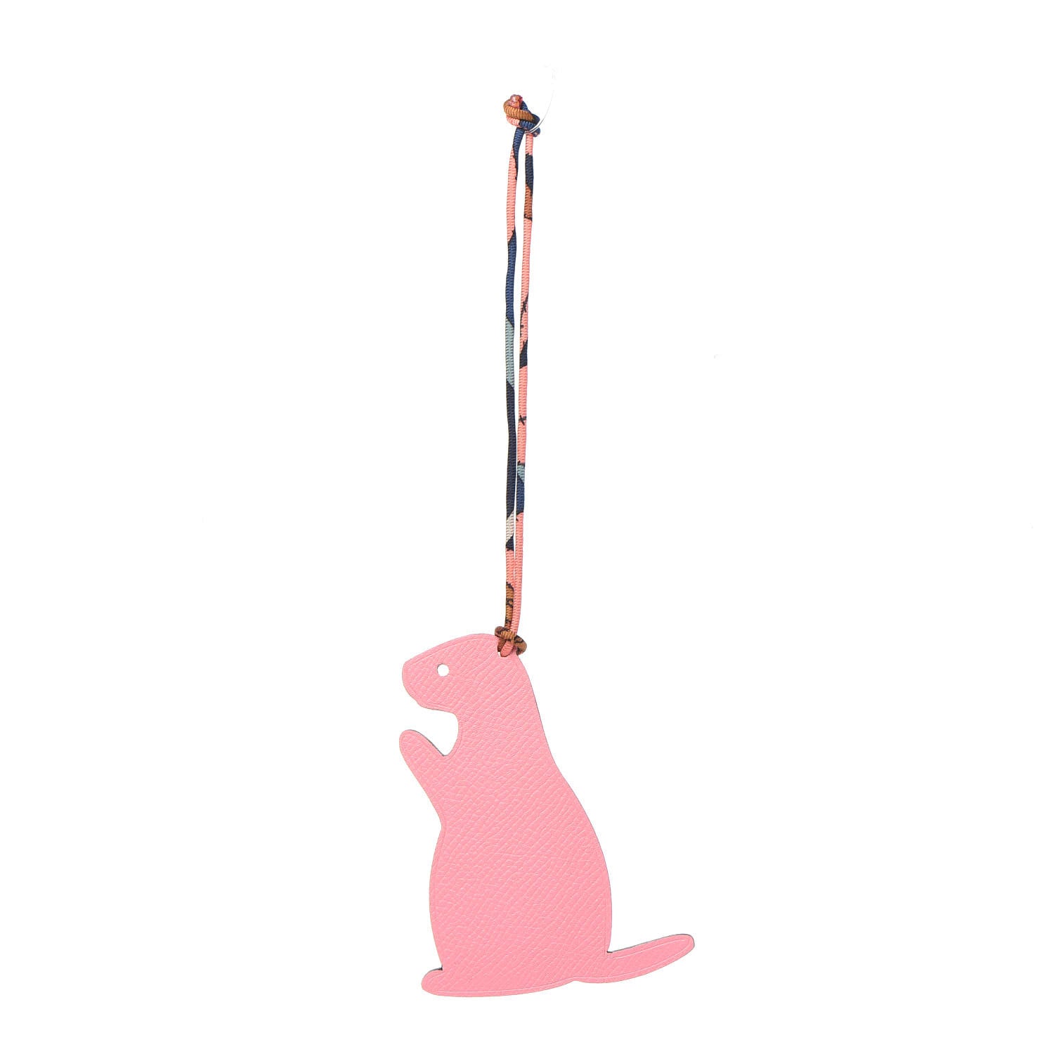 Hermes Epsom Togo Petit H Groundhog Bag Charm GM BRose Confetti 3 of 8