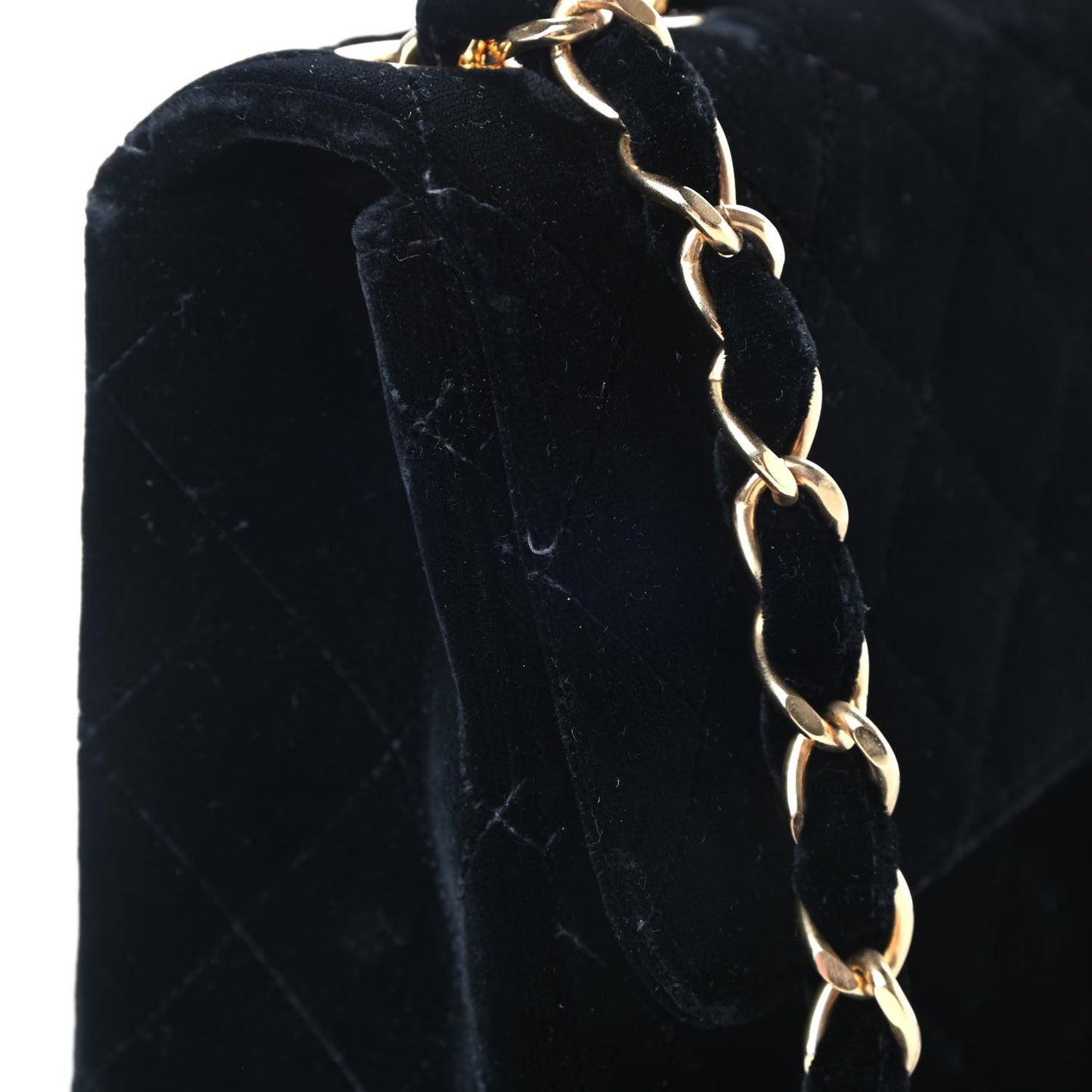 Velvet Quilted Jumbo Single Flap Black