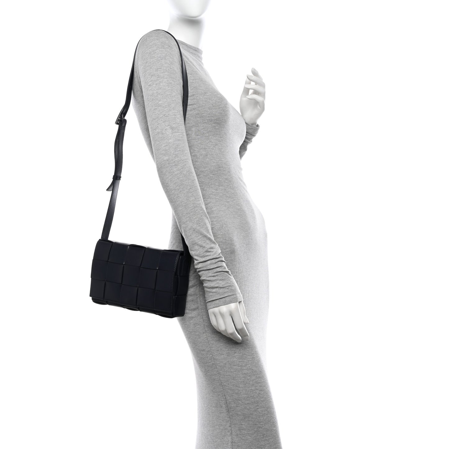 Lambskin Maxi Intreccio Small Cassette Crossbody Bag Navy Blue