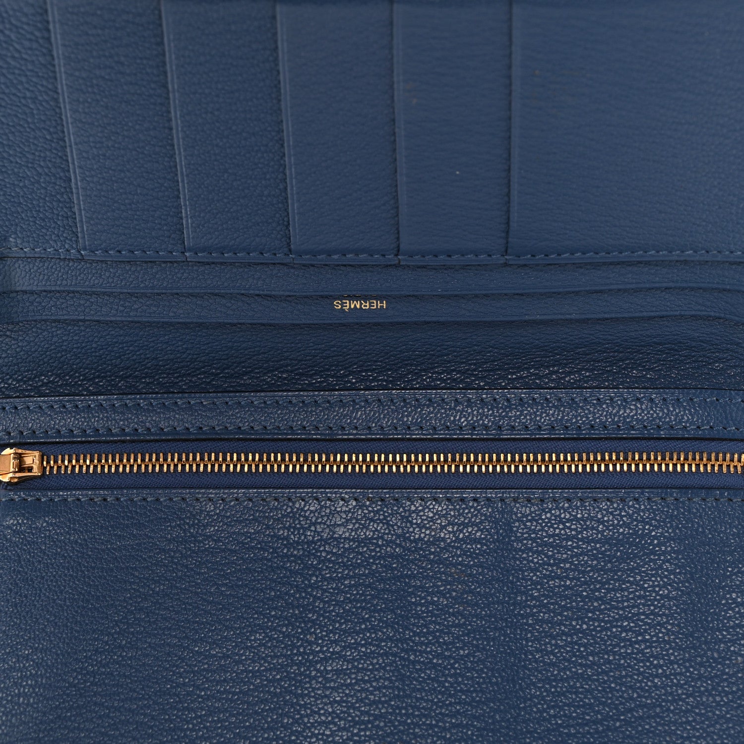 Hermes Chevre Mysore Bearn Gusset Wallet Bleu Agate 5 of 9