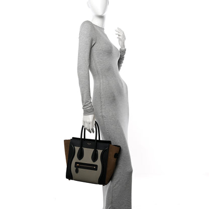 Celine Drummed Calfskin Nubuck Micro Tri-Color Luggage Stone 2 of 9